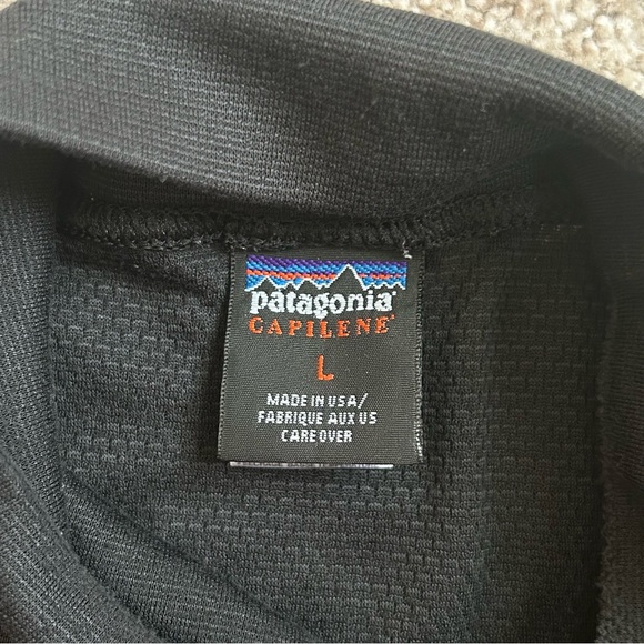 Vintage Patagonia Capilene Mock Neck Base Layer Shirt Black Men's Large USA Made - Picture 5 of 7
